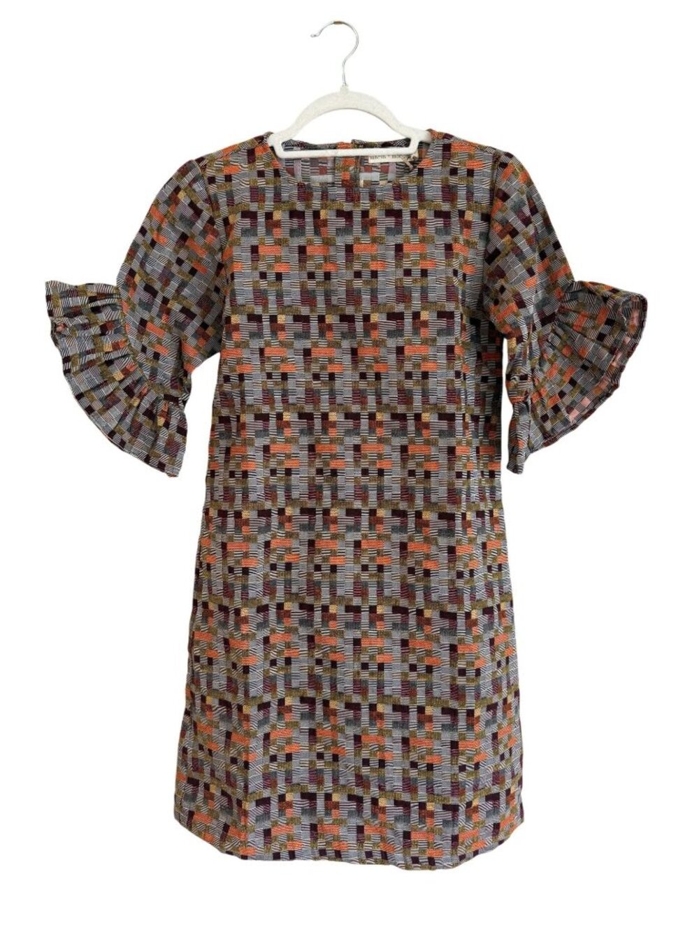 NWT Marin + Morgan Lexi Dress Ruffle Sleeve Multi Color Size XS $120 [jb]
